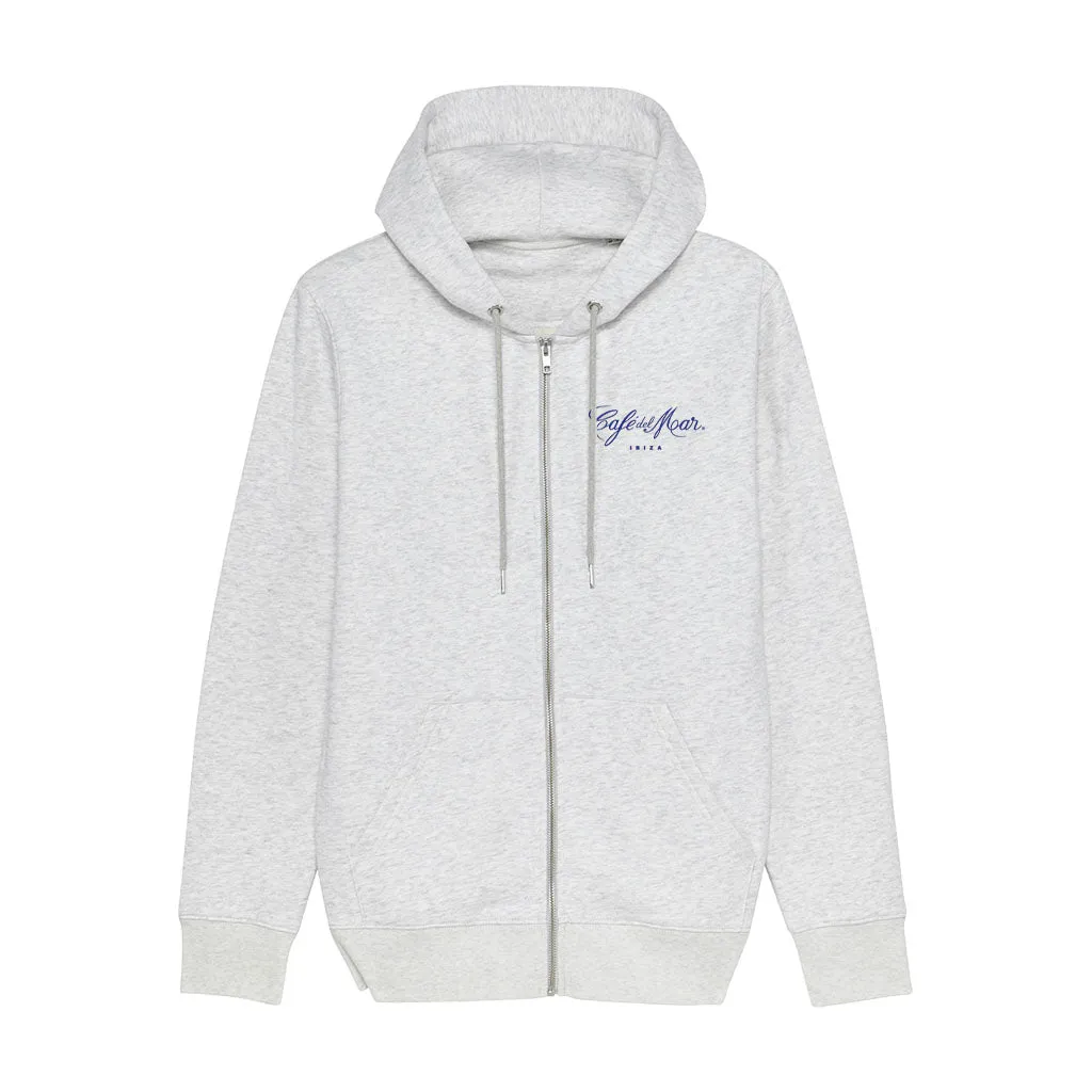 Café del Mar Ibiza Blue Embroidered Logo Men's Iconic Zip-through Hoodie