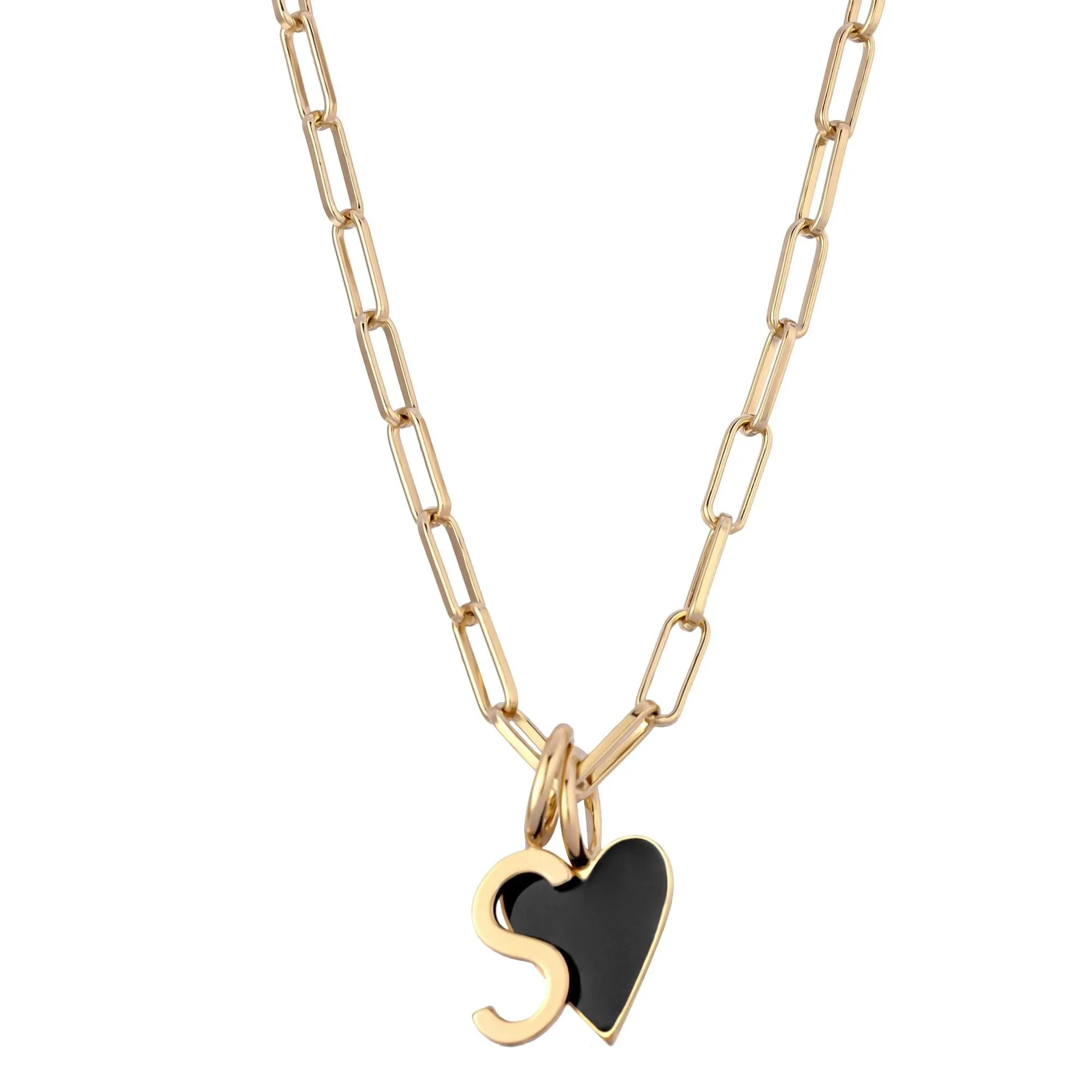 CARA BLACK ENAMEL CHARM NECKLACE