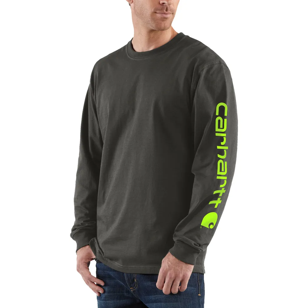 Carhartt Men's Signature Logo Long Sleeve T-Shirt_Peat