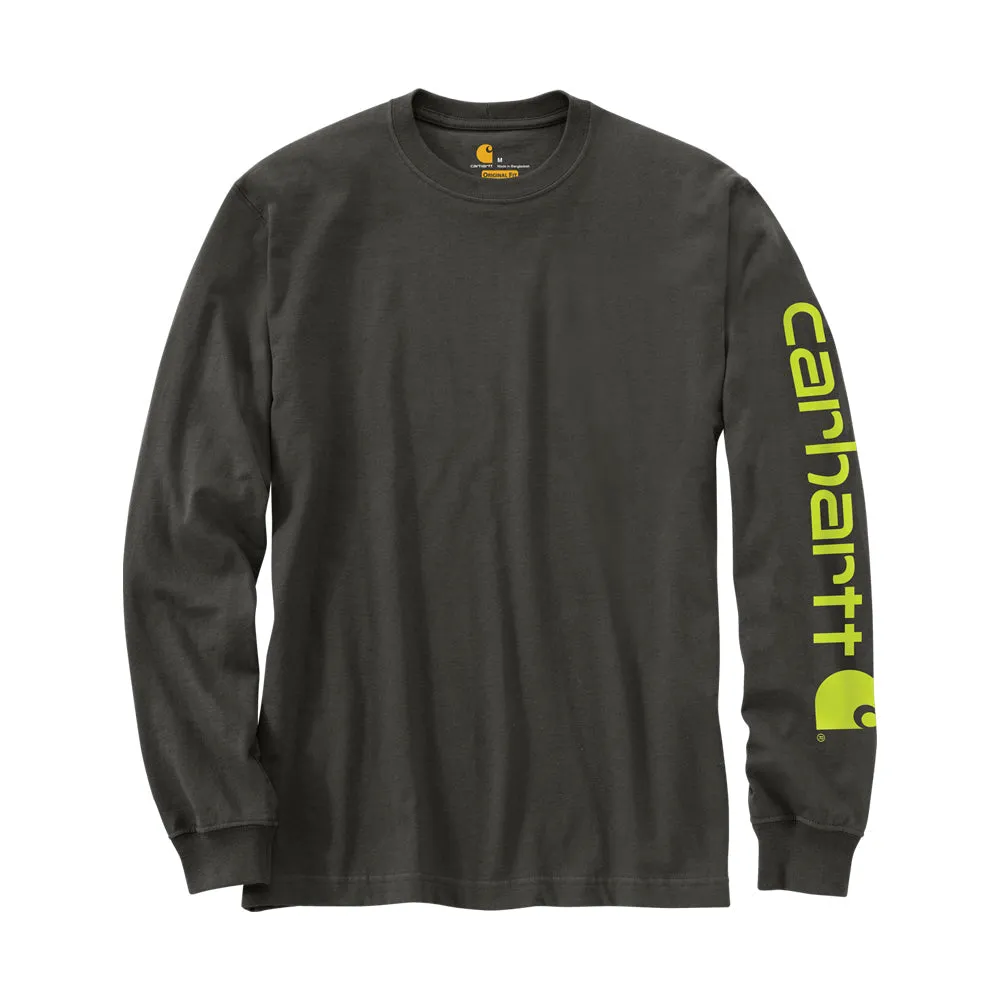 Carhartt Men's Signature Logo Long Sleeve T-Shirt_Peat