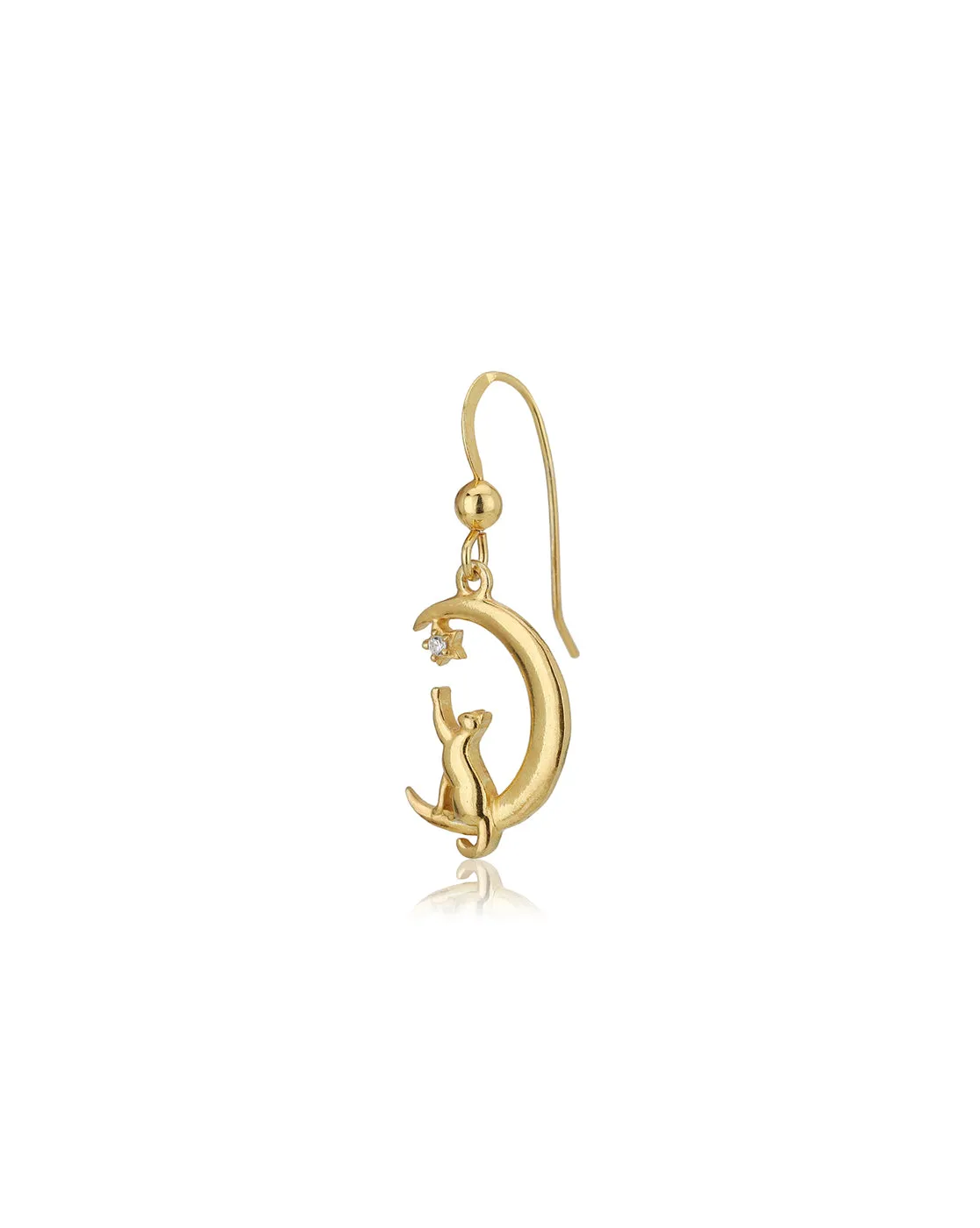 Carlton London 18Kt Gold Plated Classic Earrings With Moon & Cat