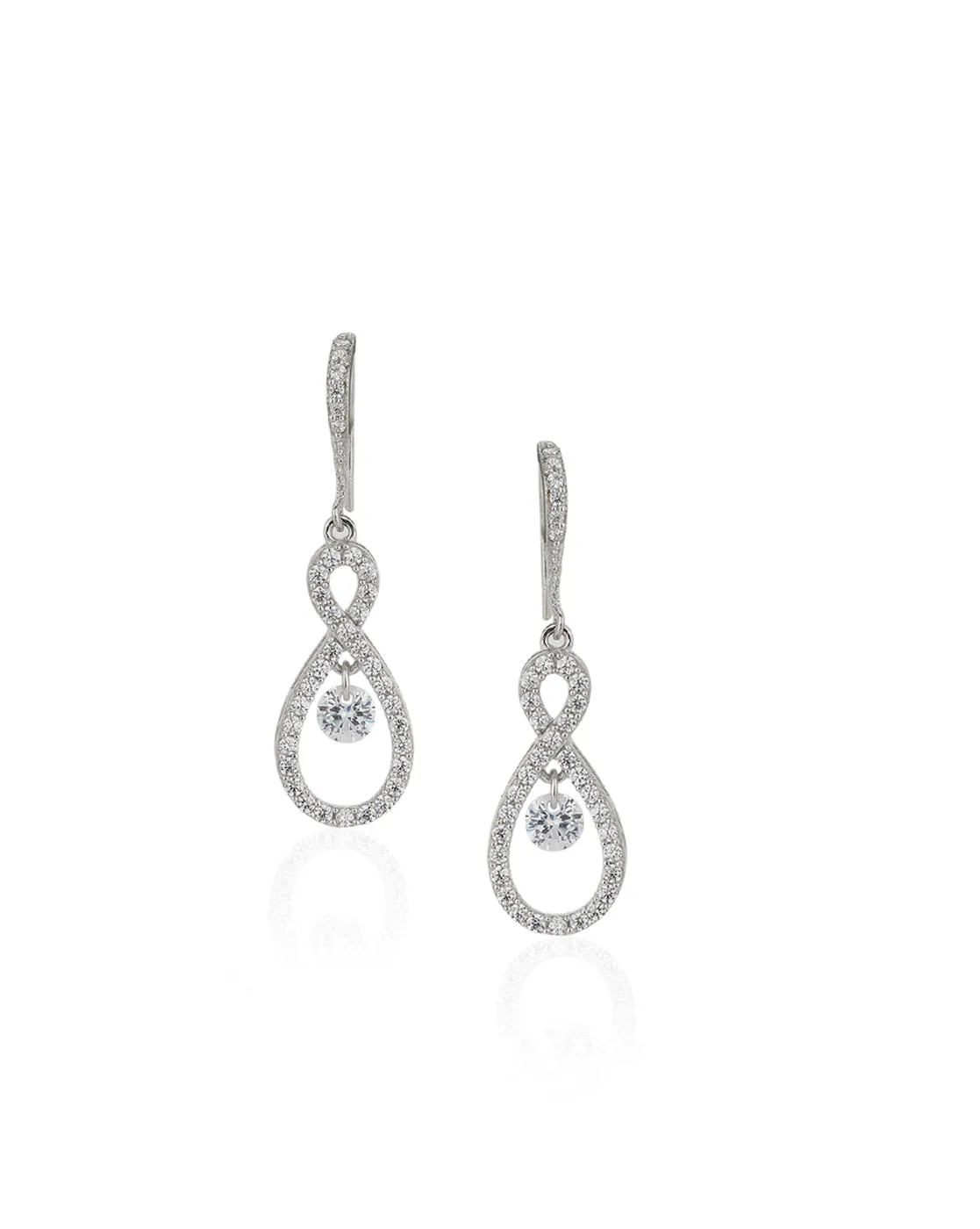 Carlton London 925 Sterling Silver Rhodium Plated Cz Infinity Drop Earring