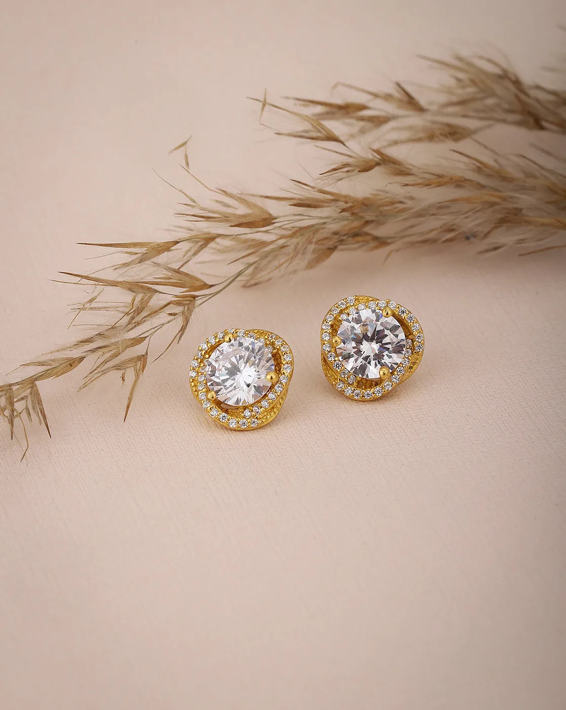 Carlton London Gold Plated Cz Stud Earring For Women