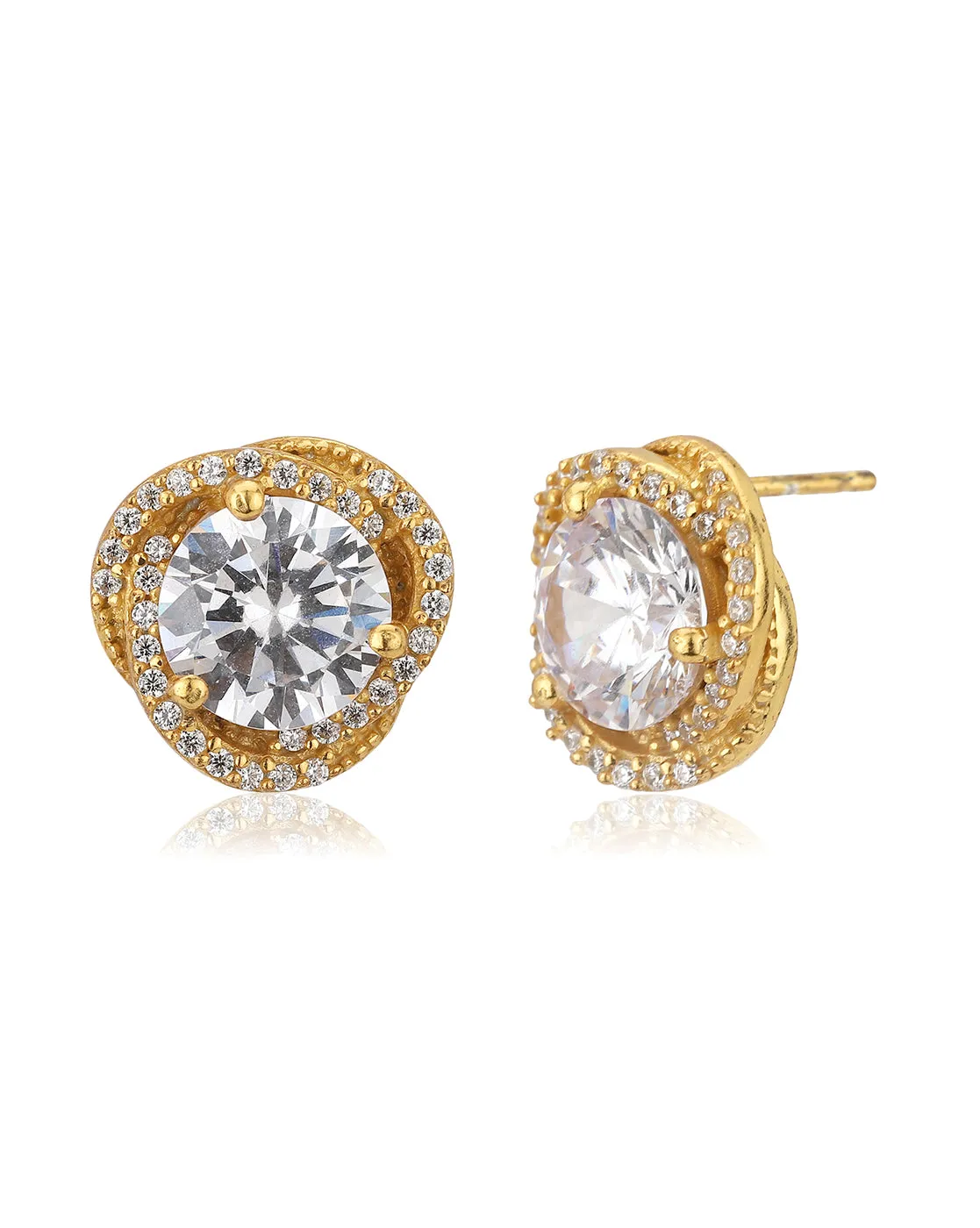 Carlton London Gold Plated Cz Stud Earring For Women