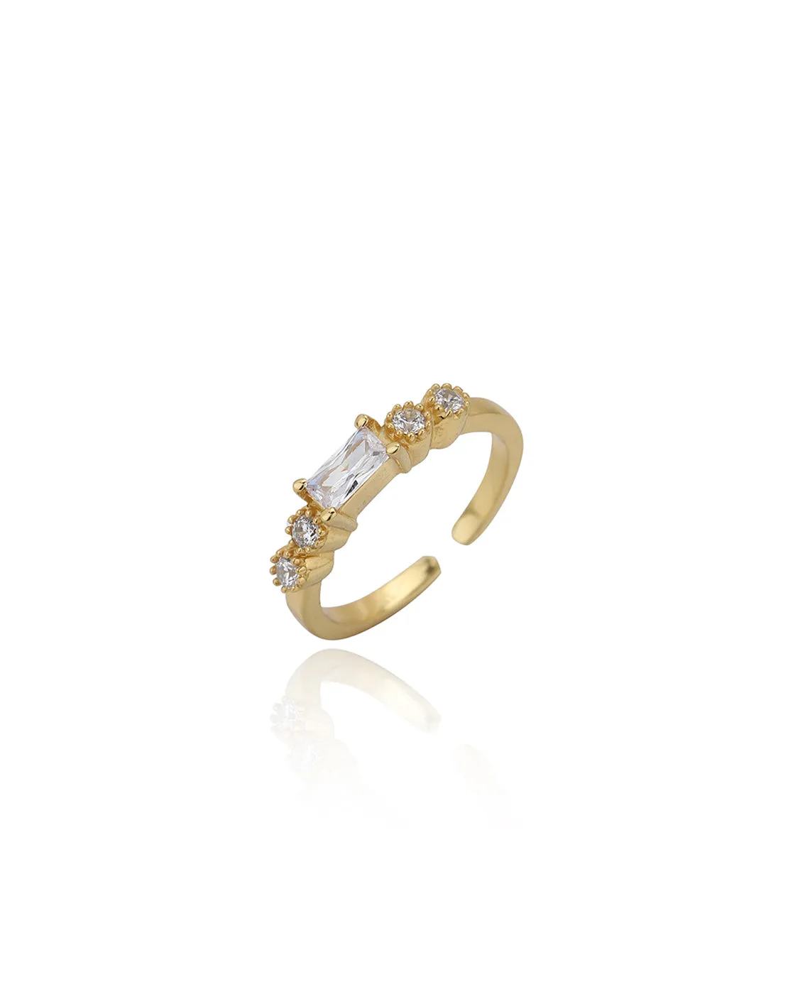 Carlton London Gold Plated Cz Studded Adjustable Finger Ring For Women