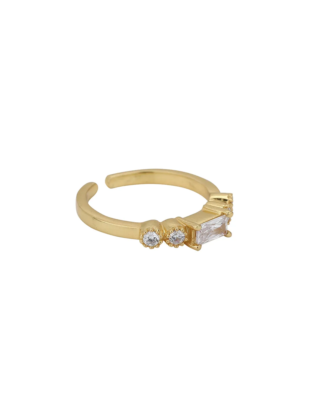 Carlton London Gold Plated Cz Studded Adjustable Finger Ring For Women