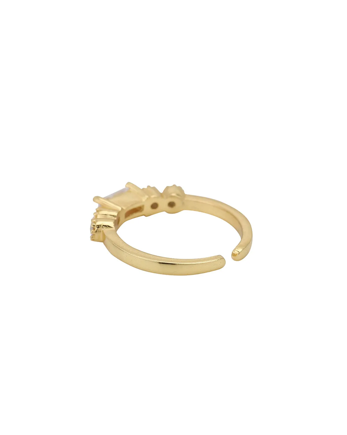 Carlton London Gold Plated Cz Studded Adjustable Finger Ring For Women