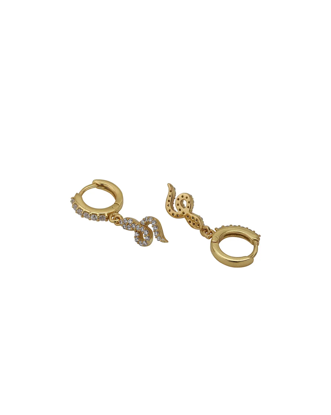 Carlton London Gold Plated Cz Studded Contemporary Hoop Earrings For Women