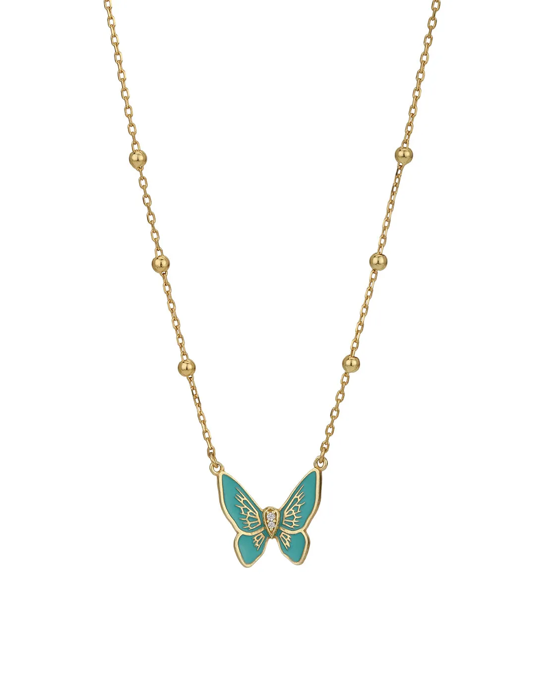 Carlton London Gold Plated With Enamel Butterfly And Zirconia Stylish Necklace For Women