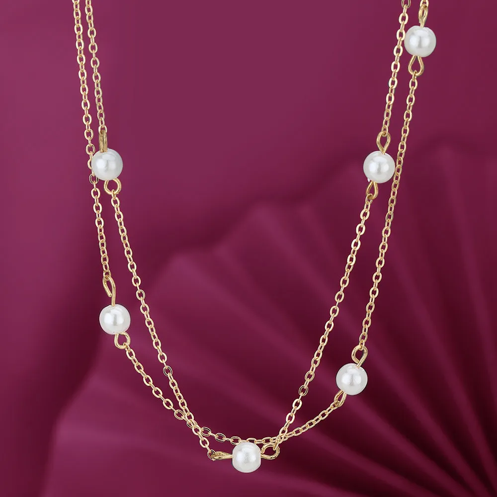 Carlton London Gold-Plated With Pearl  Layered Necklace