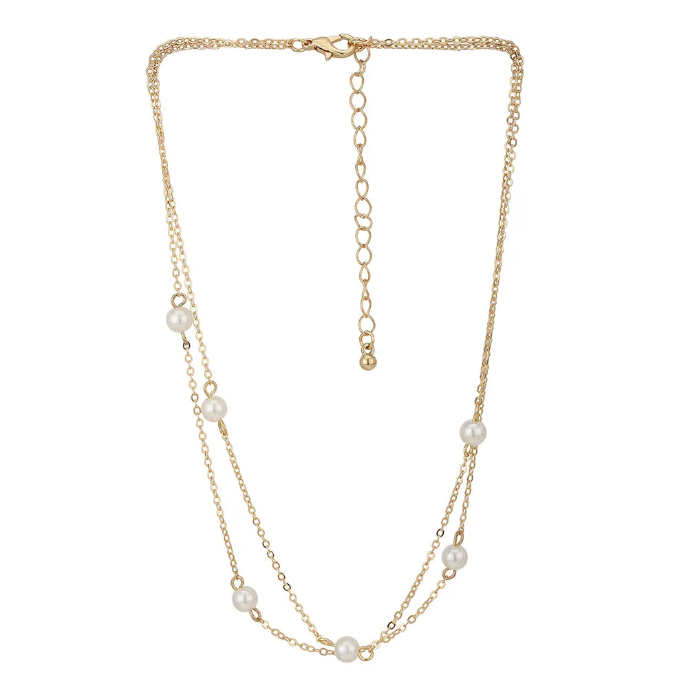 Carlton London Gold-Plated With Pearl  Layered Necklace