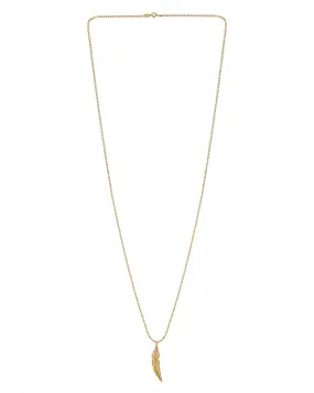 Carlton London Gold Plated With Zirconia Dangling Leaf Pendant With Long Chain Necklace