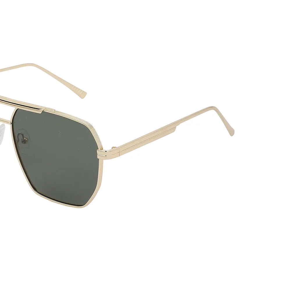 Carlton London Premium Gold Toned Polarised And Uv Protected Lens Rectangle Sunglasses For Men