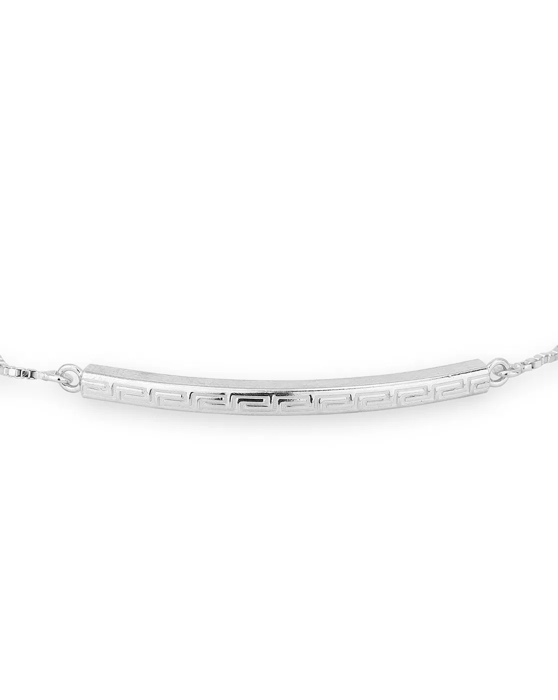 Carlton London Rhodium Plated Bolo Link Bracelet For Women