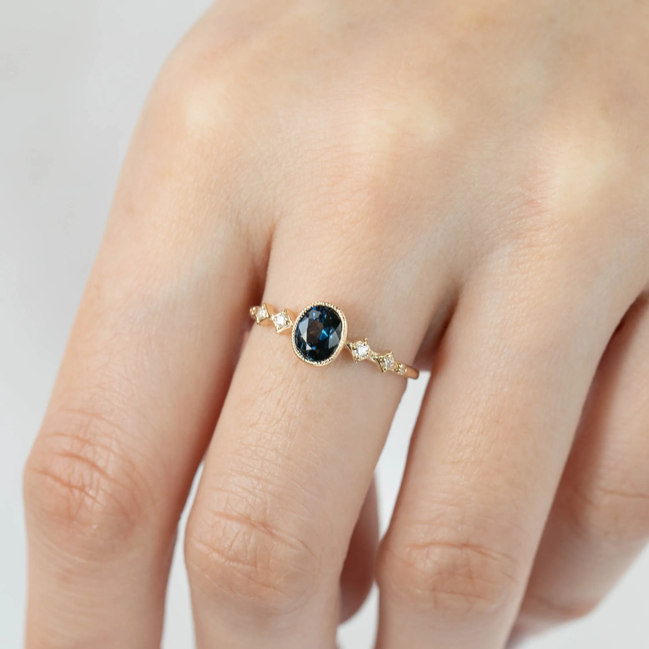 Celeste Ring - 0.74ct Unheated Teal Blue Queensland Sapphire (One of a kind)