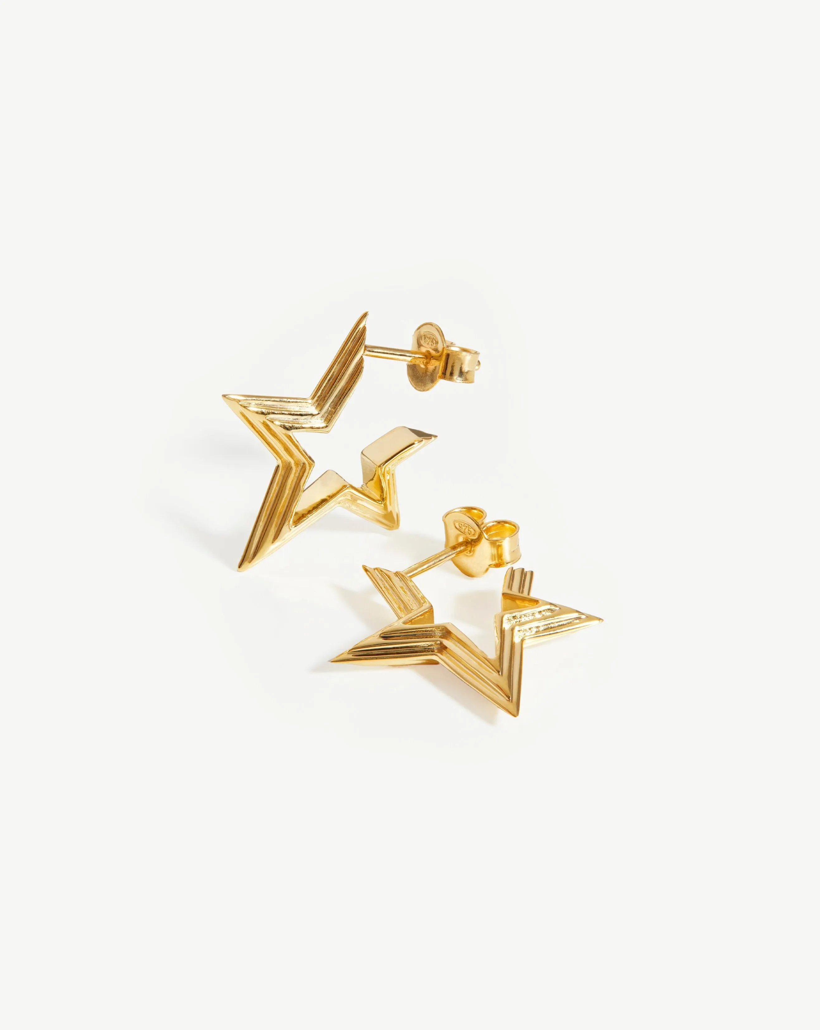 Celestial Small Ridge Star Huggies | 18ct Gold Plated Vermeil