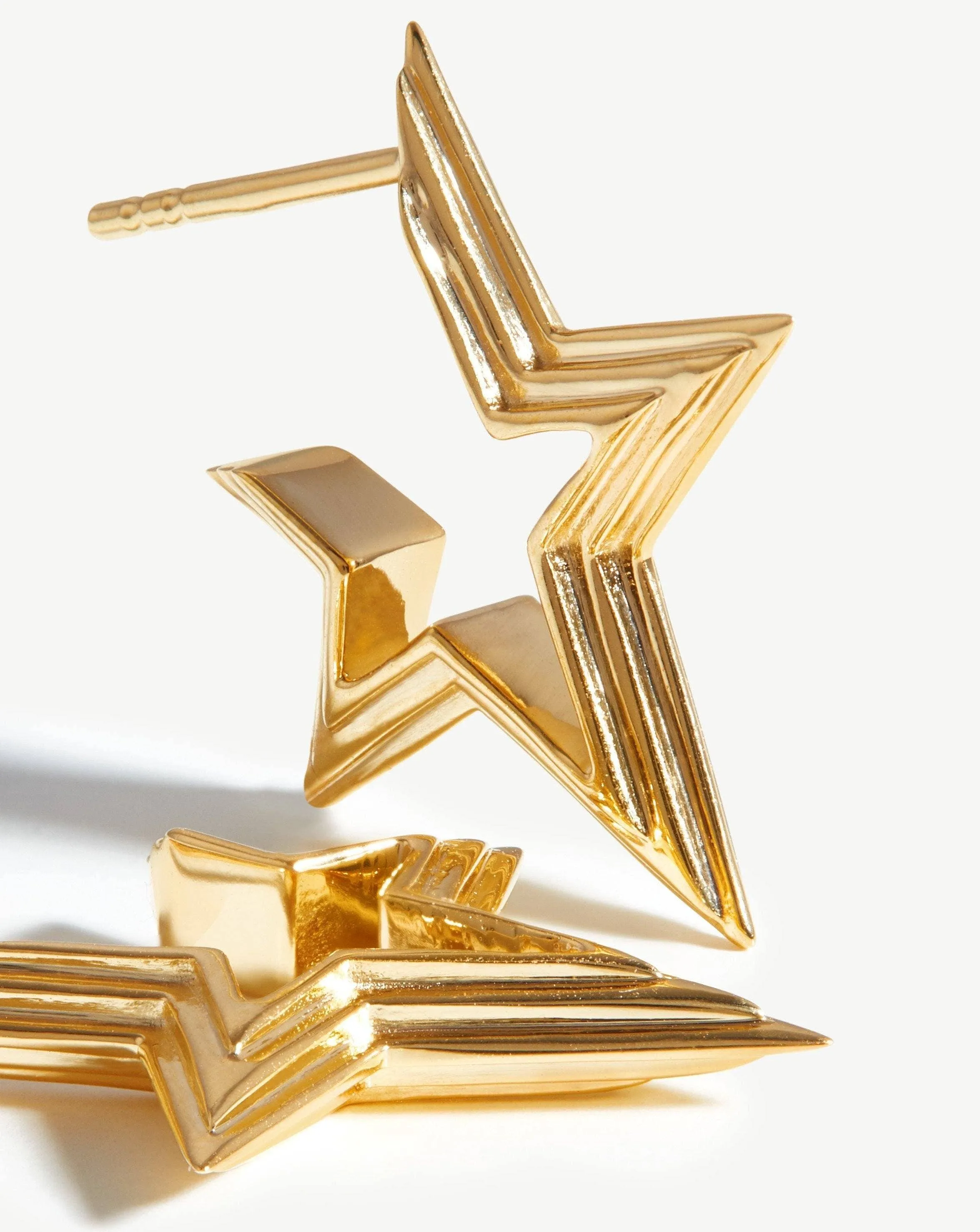 Celestial Small Ridge Star Huggies | 18ct Gold Plated Vermeil