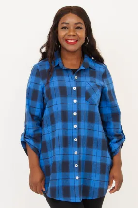 Celine Tunic, Neptune Plaid, Cotton