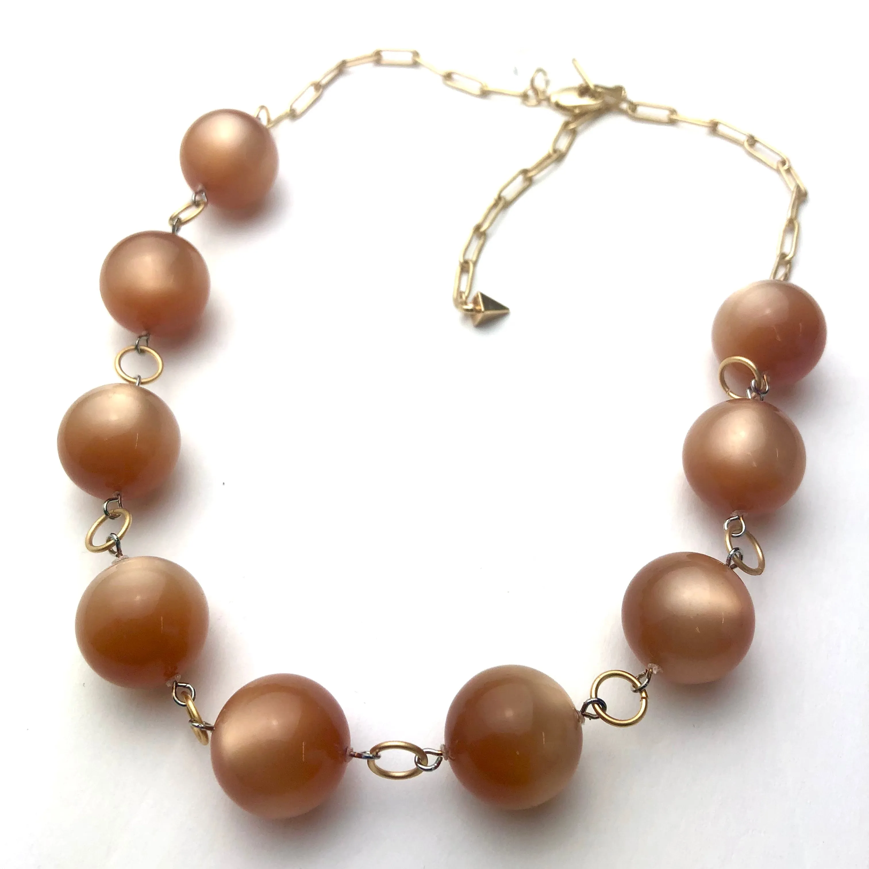 Champagne Beige Moonglow Stations Necklace