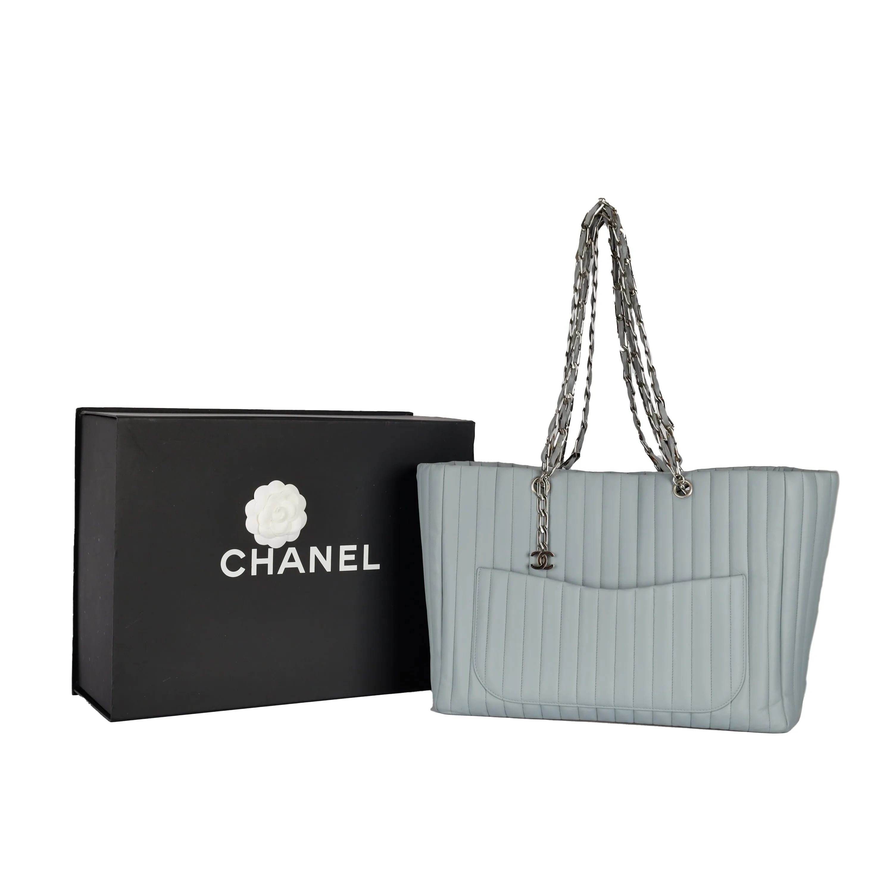 Chanel Mademoiselle Vertical Quilt Lambskin Tote - '00s