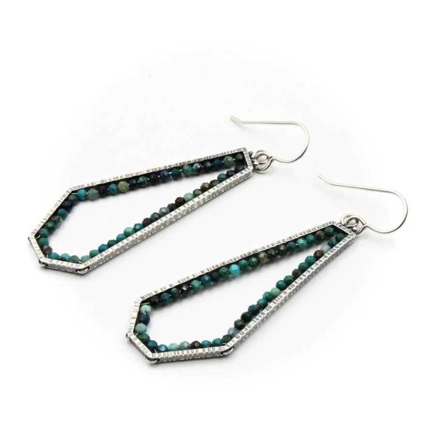 Chrysocolla Polygon "Geode" Earrings