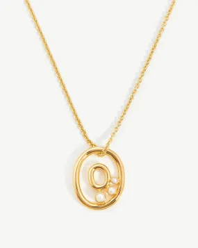 Chubby Pearl Initial Pendant Necklace  - Initial O | 18ct Gold Plated Vermeil/Pearl