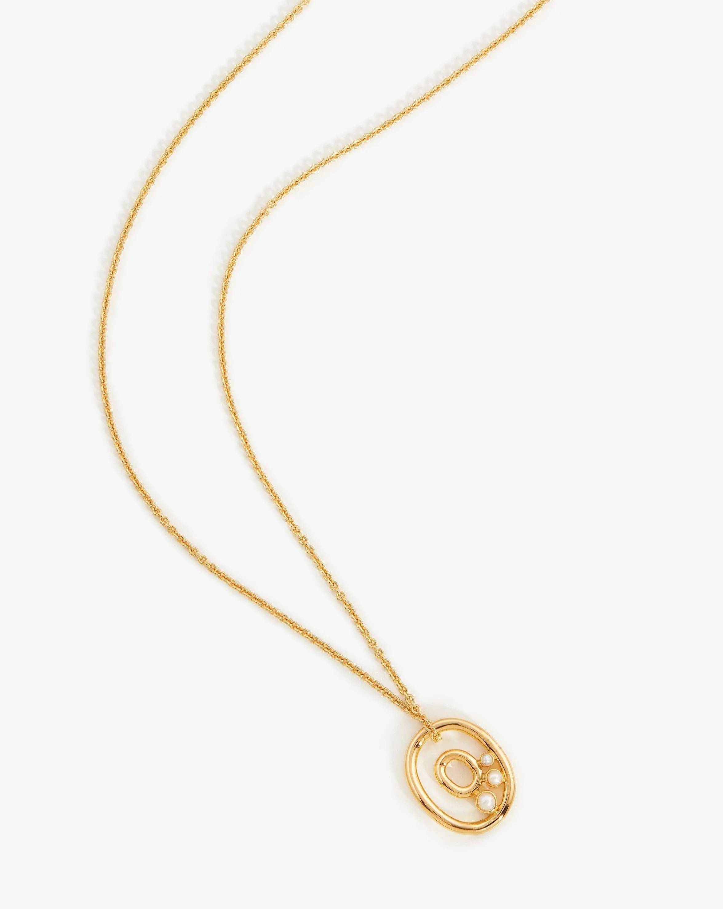 Chubby Pearl Initial Pendant Necklace  - Initial O | 18ct Gold Plated Vermeil/Pearl