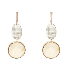 Contemporary Shell and Gold Earrings