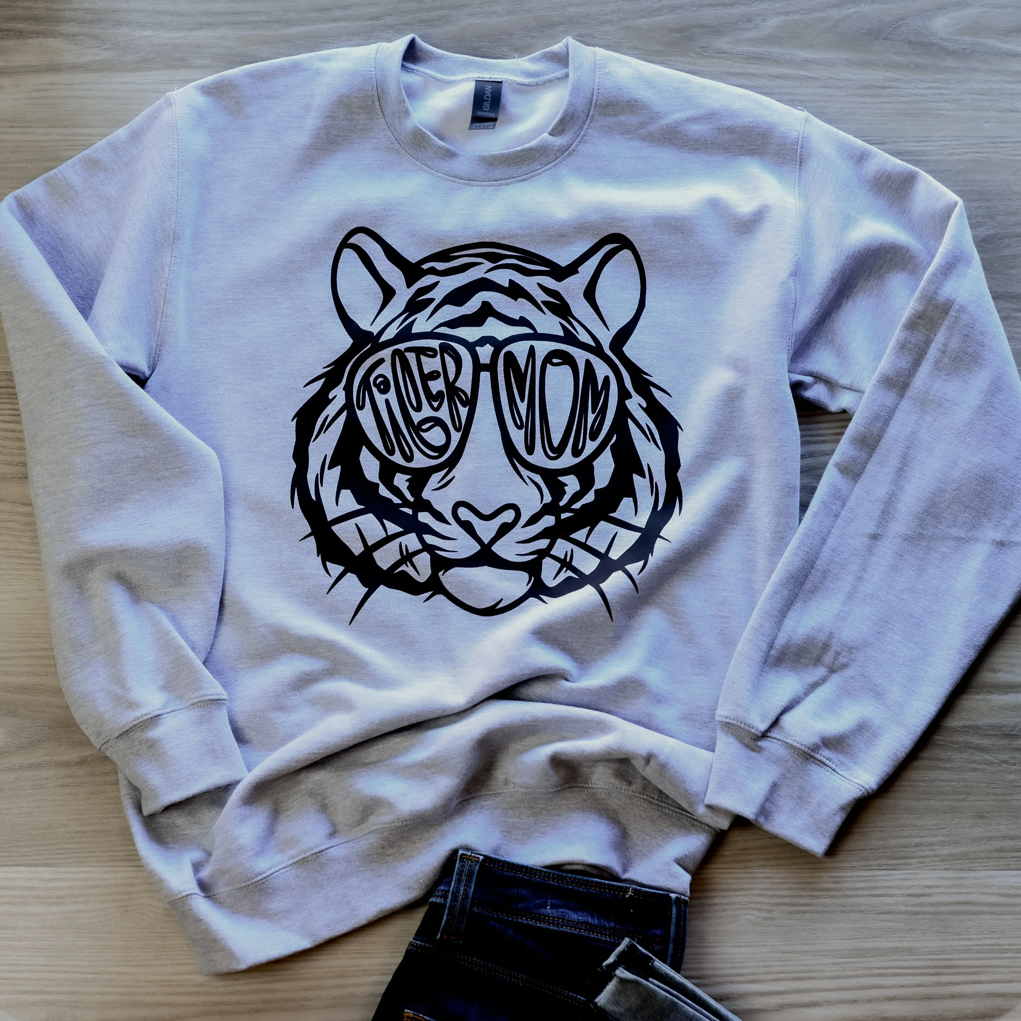 Cool Tiger Mom Sweatshirt on Light Heathered Grey