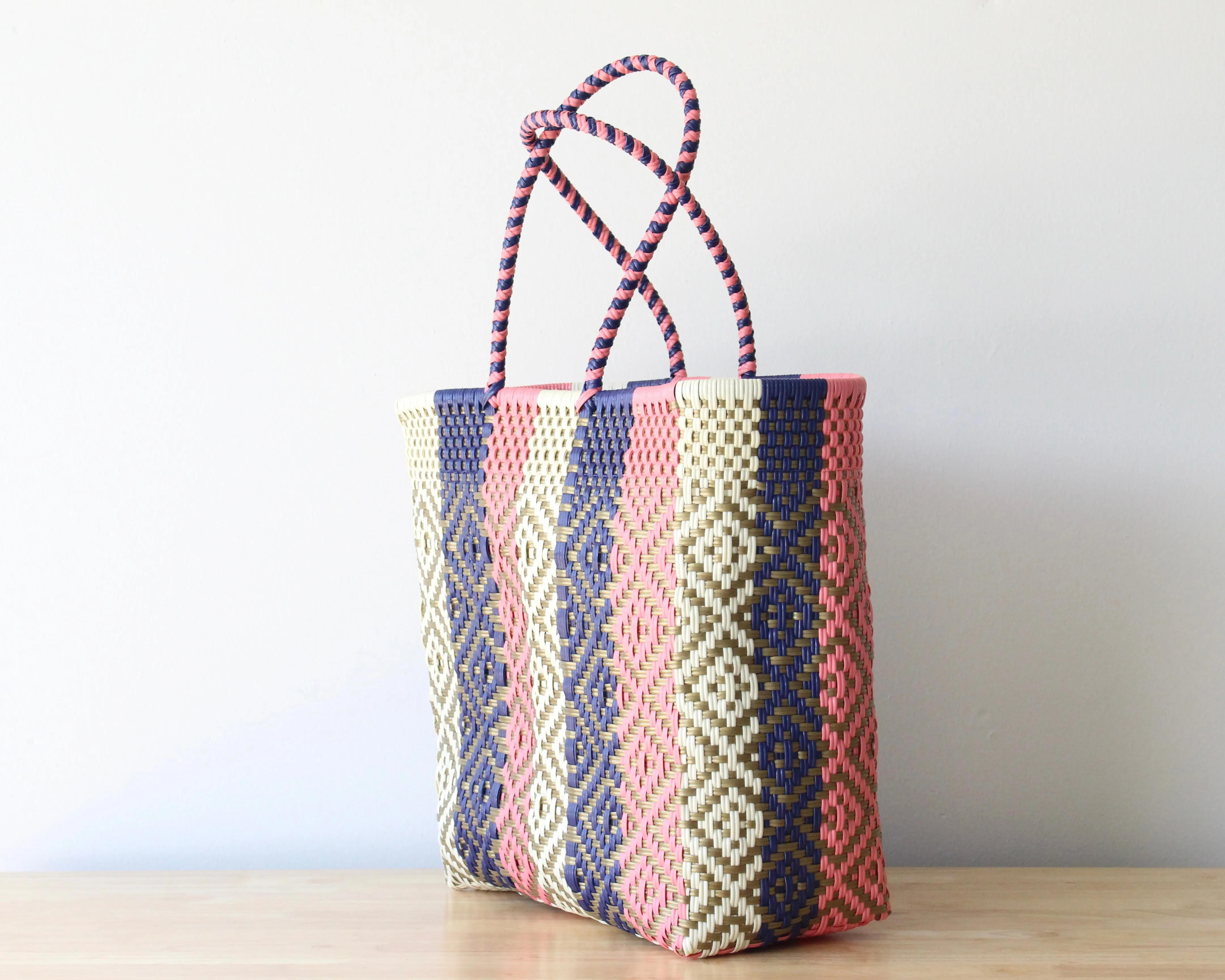 Coral, Gold & Blue Tote Bag by MexiMexi