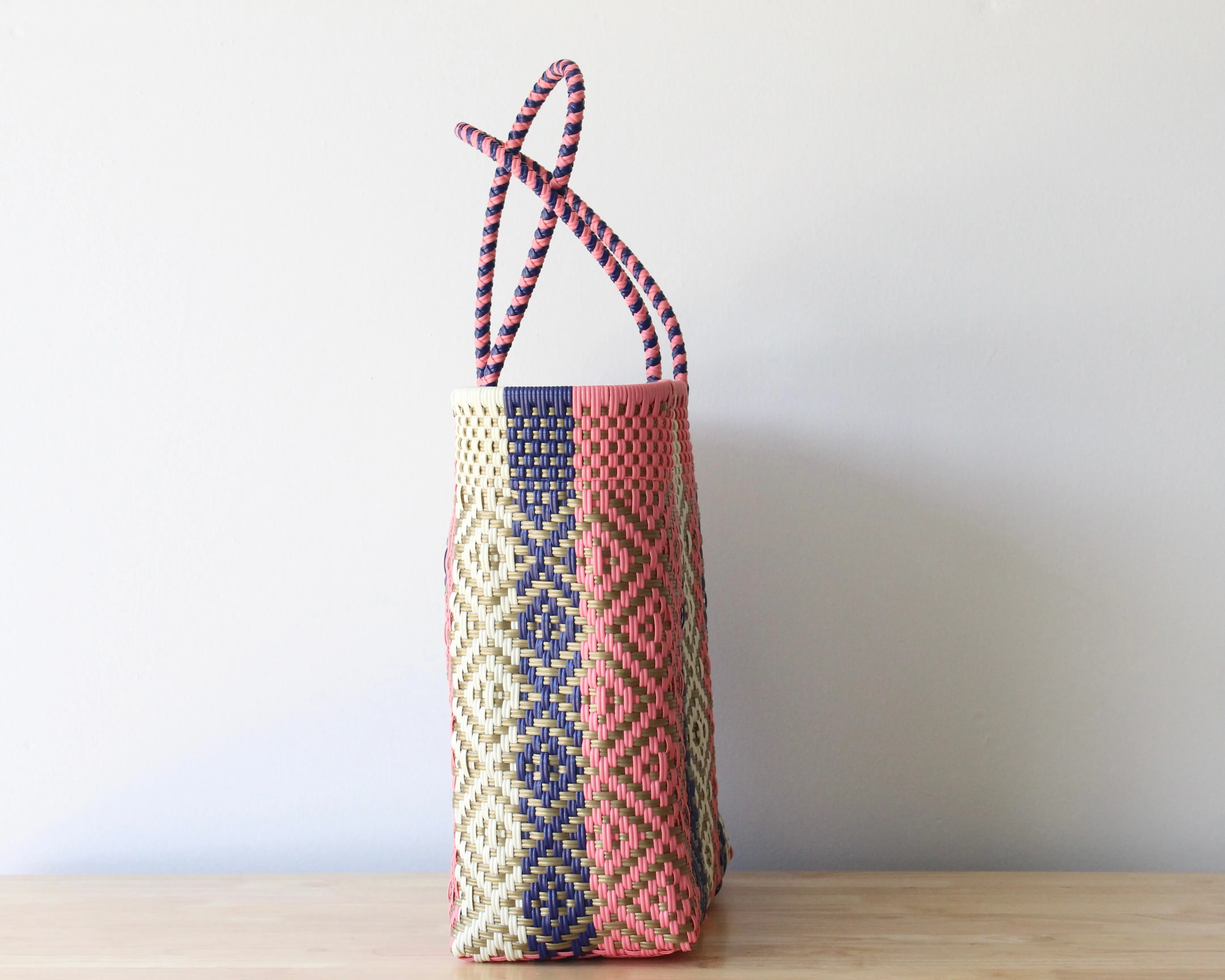 Coral, Gold & Blue Tote Bag by MexiMexi