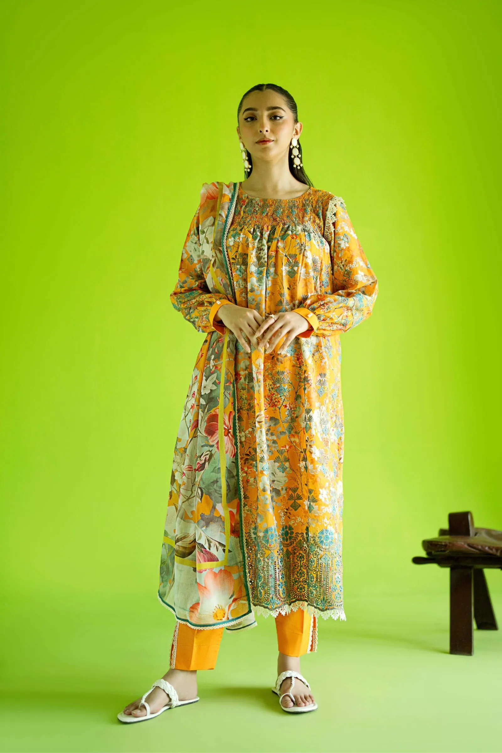 Cotton Lawn Digital Print Chikankari