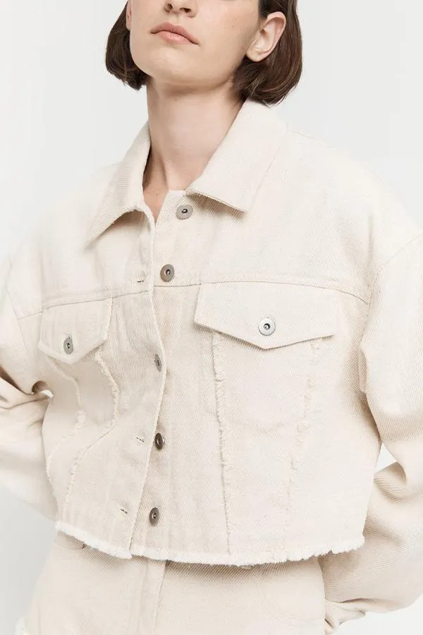 Cotton Linen Denim Jacket Natural