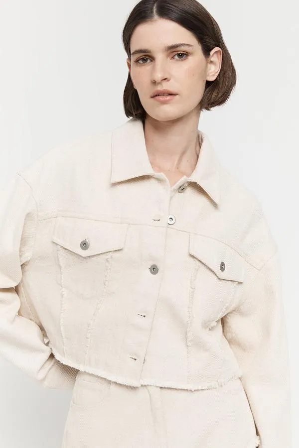 Cotton Linen Denim Jacket Natural