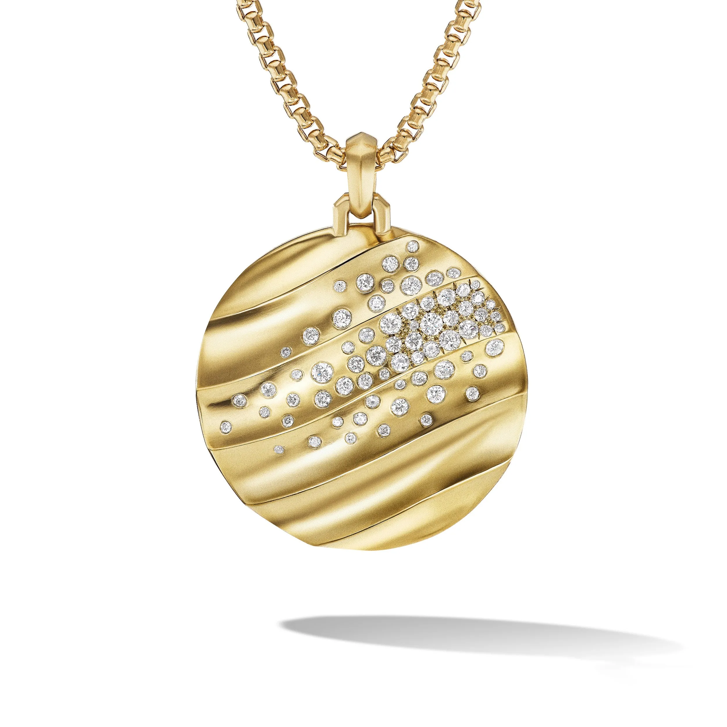 David Yurman Cable Edge Pendant in Recycled 18K Yellow Gold with Pave Diamonds