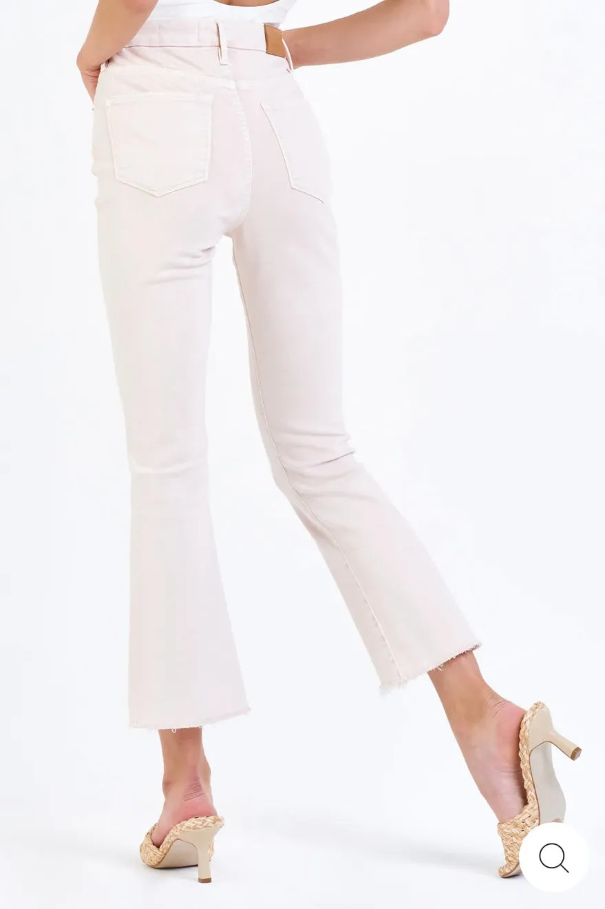 Dear John Jeanne Cropped Flare Leg Jeans - Heavenly Pink