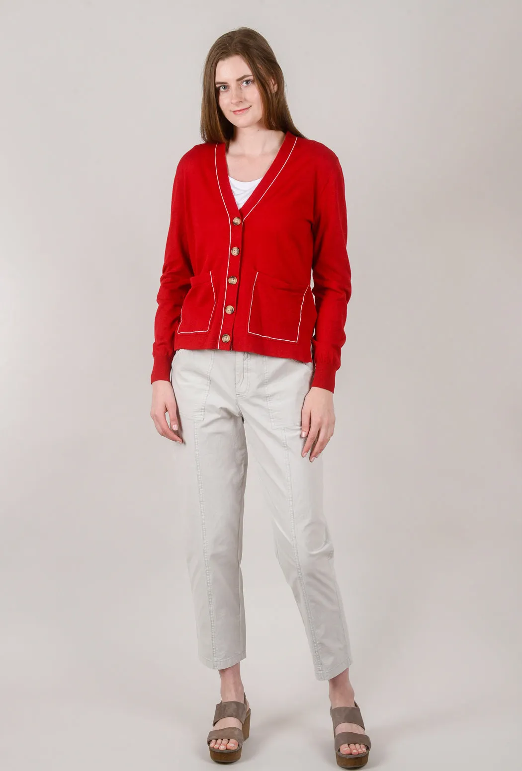 Easy Cardigan Sweater, Crimson