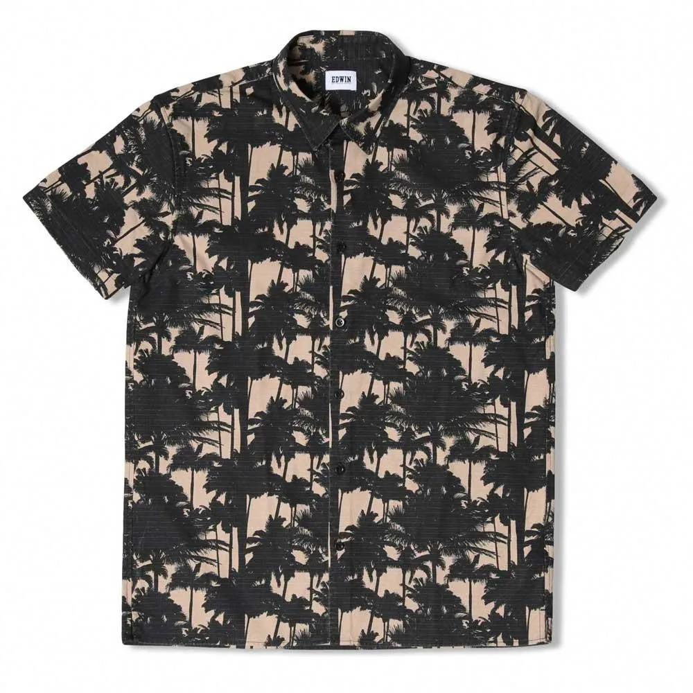 Edwin Nimes Shirt SS - Beige / Black Print