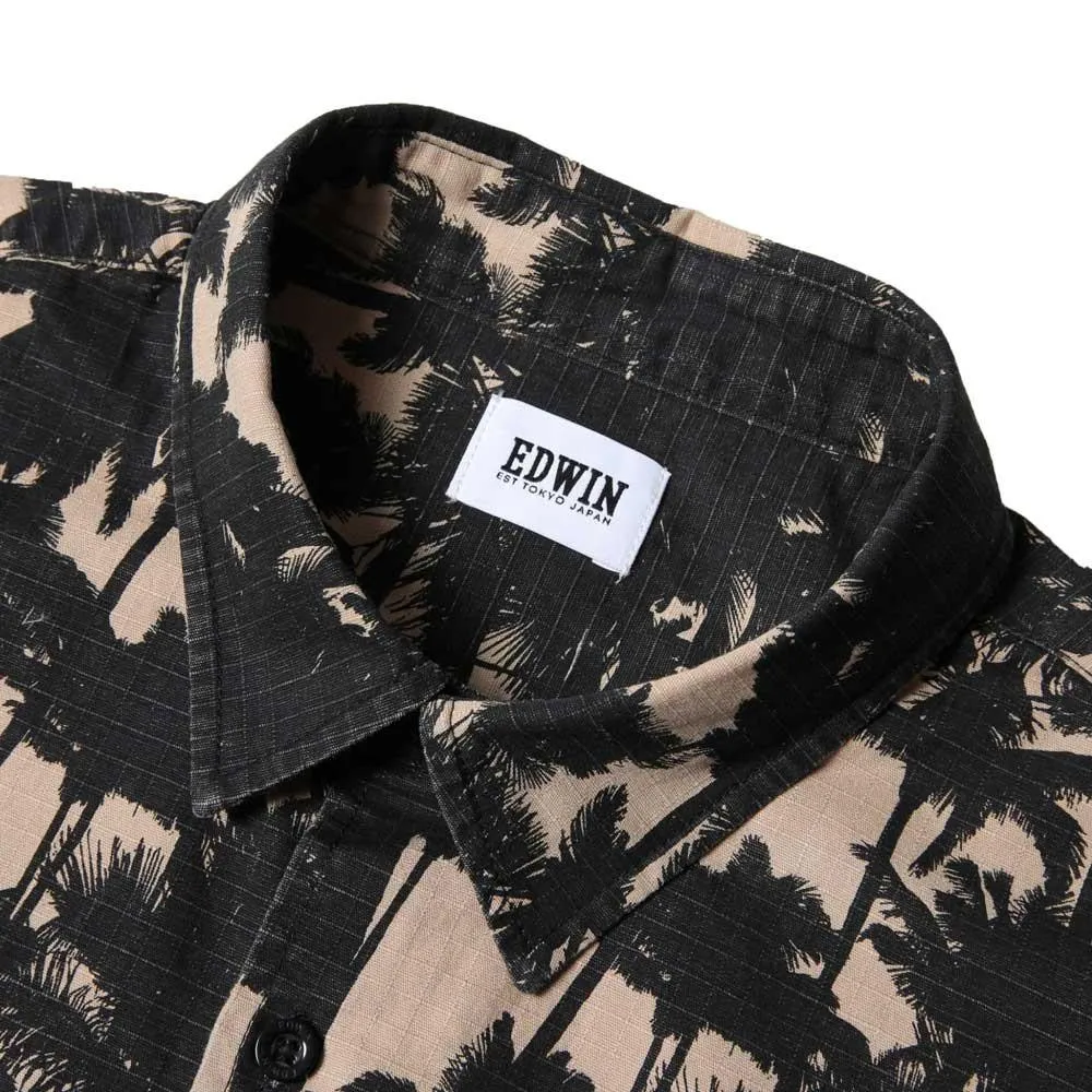 Edwin Nimes Shirt SS - Beige / Black Print