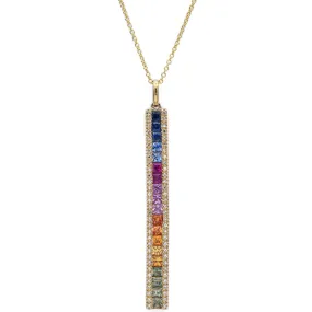 Effy Watercolors 14K Yellow Gold Sapphire and Diamond Vertical Pendant Necklace