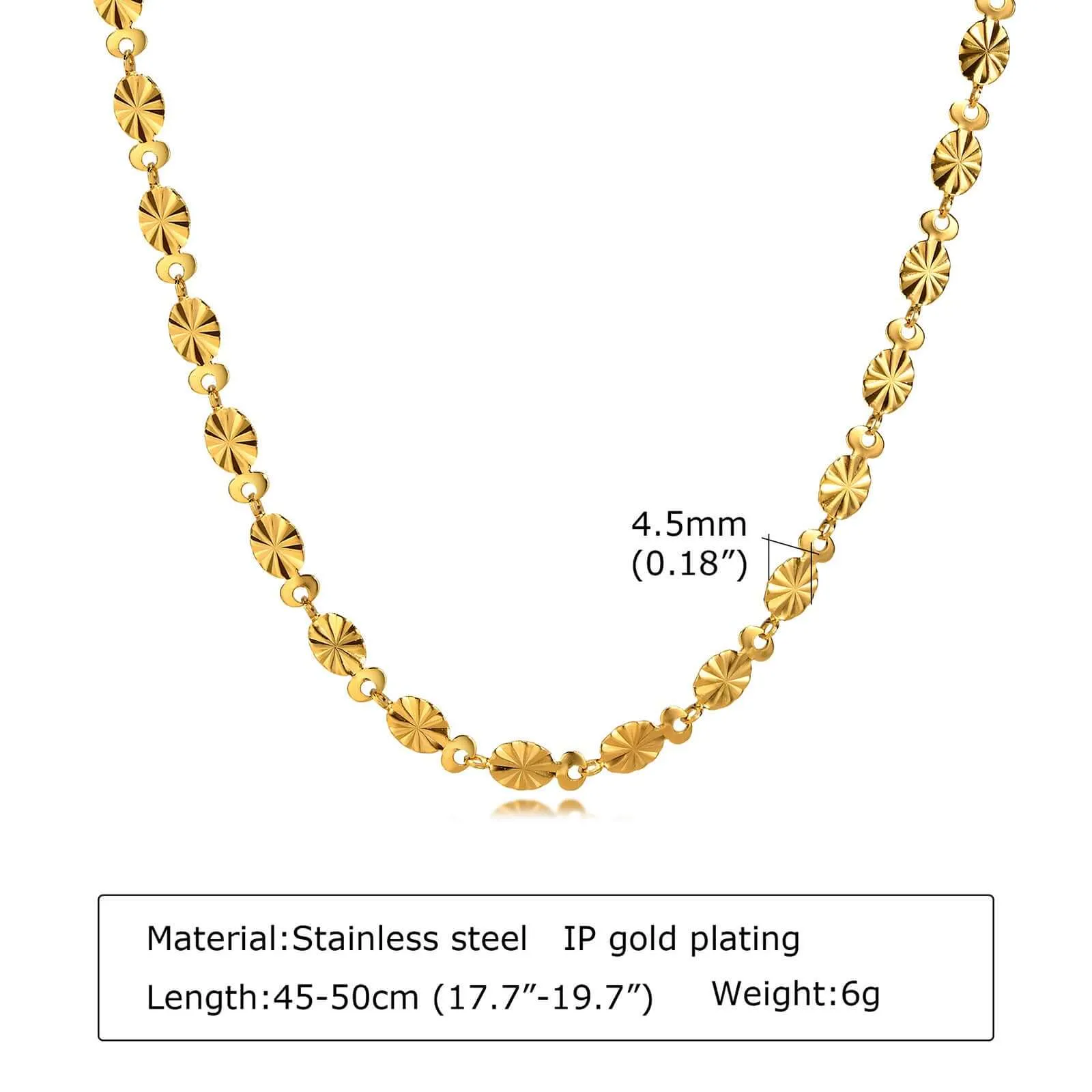 Embossed No-Tarnish Medical Grade Titanium Chain Necklace