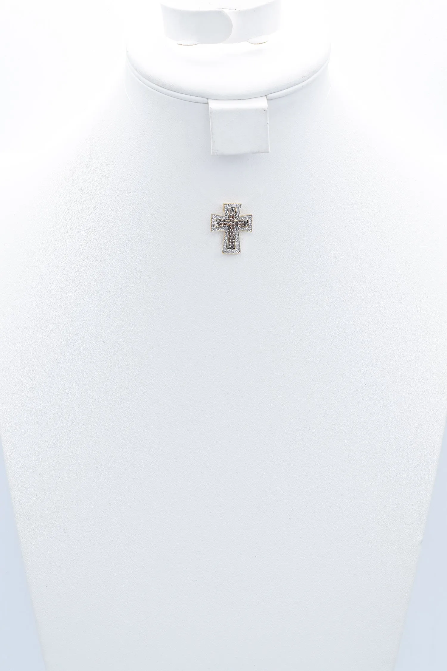 Estate 0.72 TCW Champagne White Diamond 14K Yellow Gold Cross Pendant