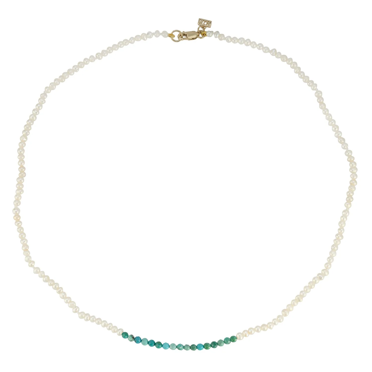 Flamenco Seedpearl and Turquoise color blocked Choker Necklace