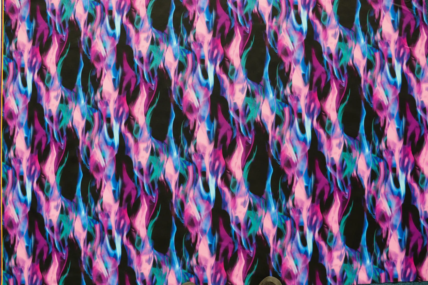 FS1212 Fusion Flames Tie Dye Print Scuba Stretch Knit Fabric