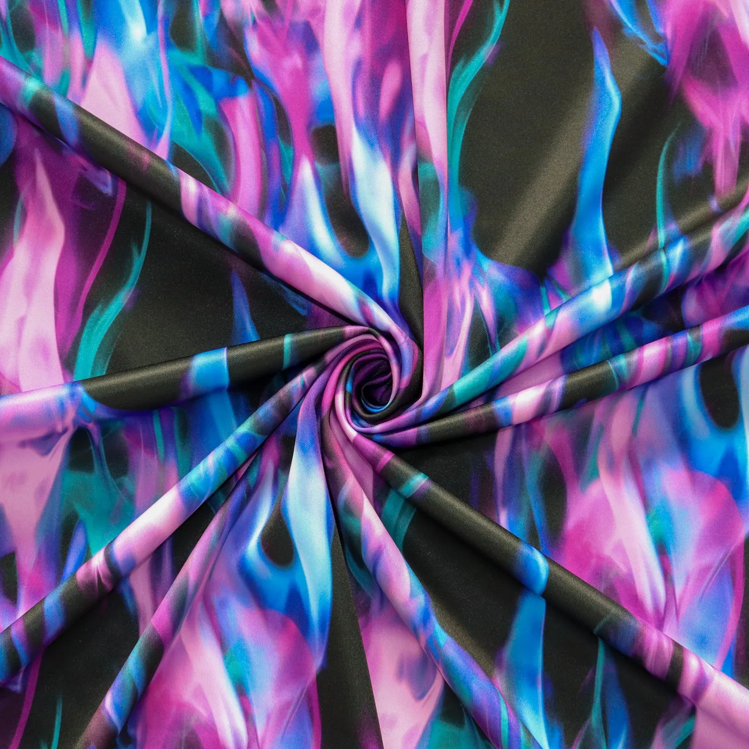 FS1212 Fusion Flames Tie Dye Print Scuba Stretch Knit Fabric