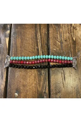 Glass beaded watch band