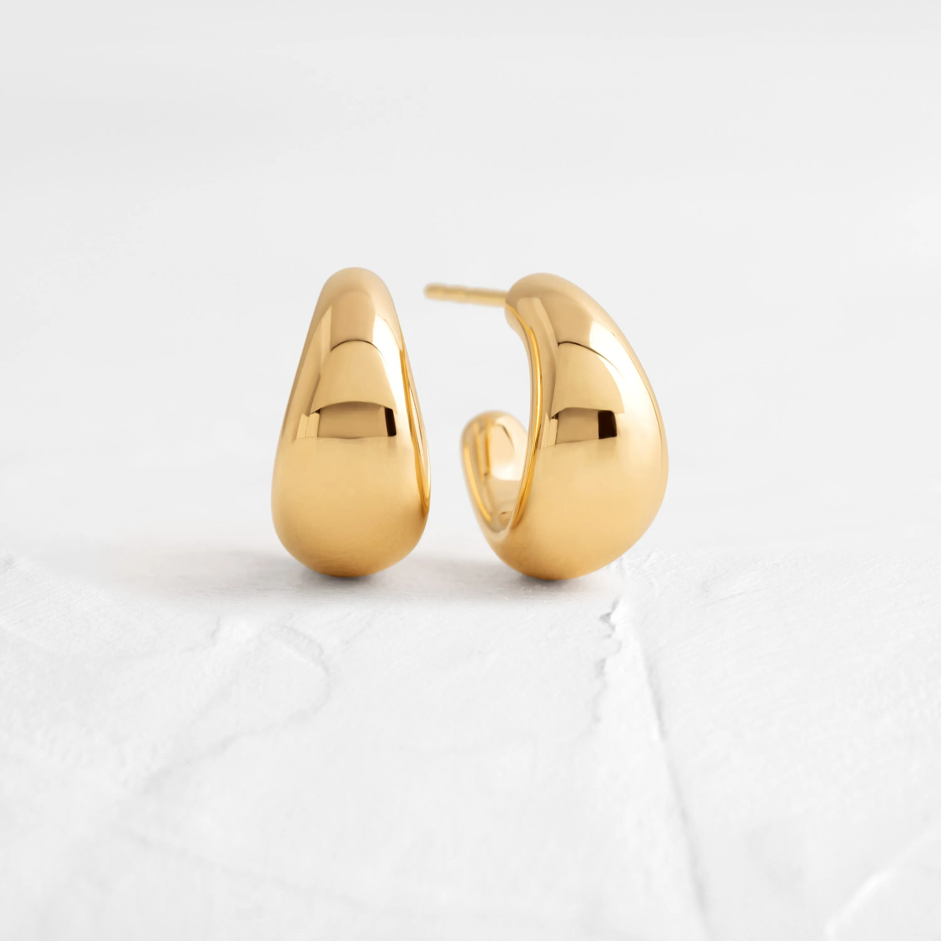 Gold Jumbo Dome Huggie Earrings - In Stock