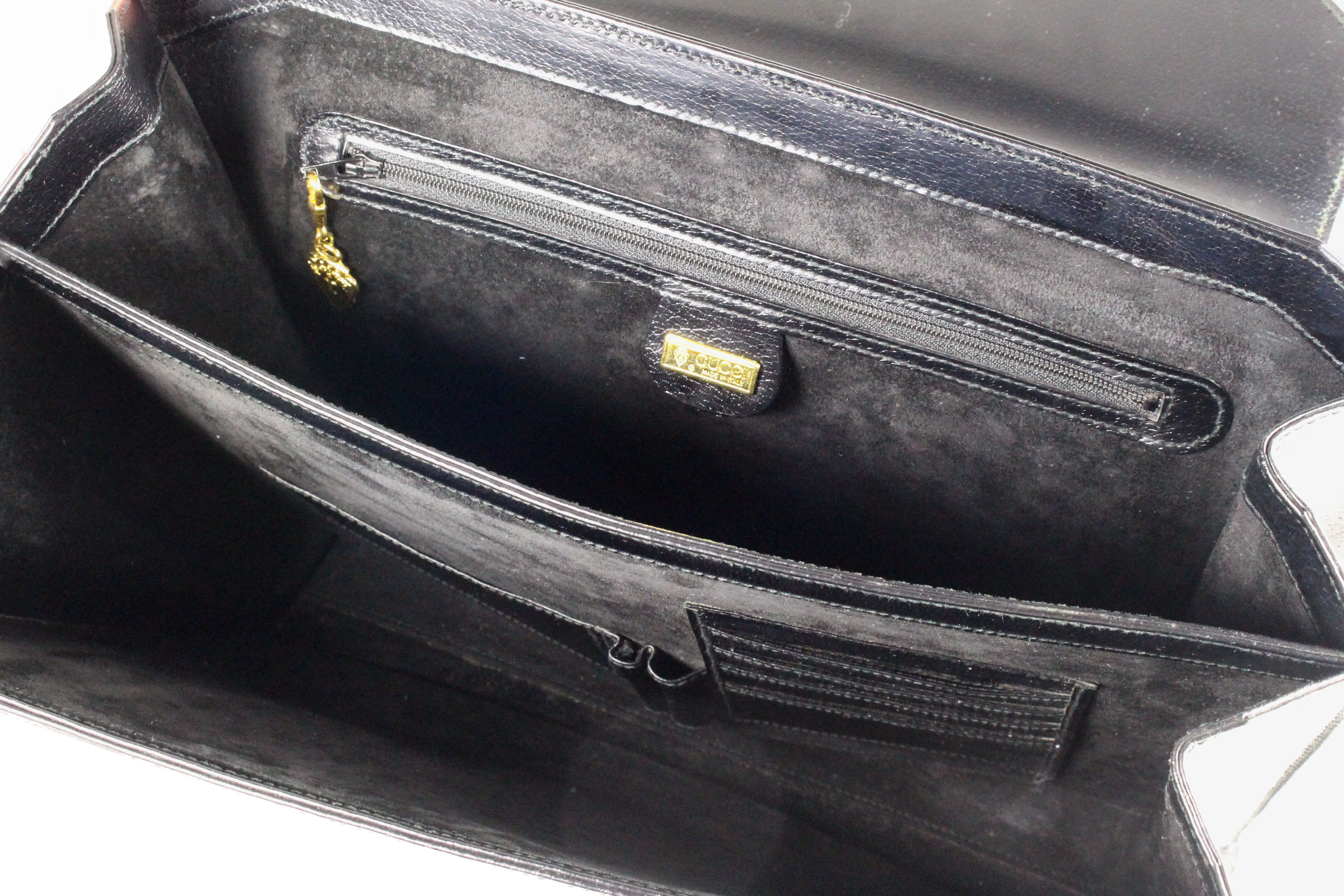 GUCCI black leather briefcase bag