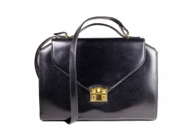 GUCCI black leather briefcase bag