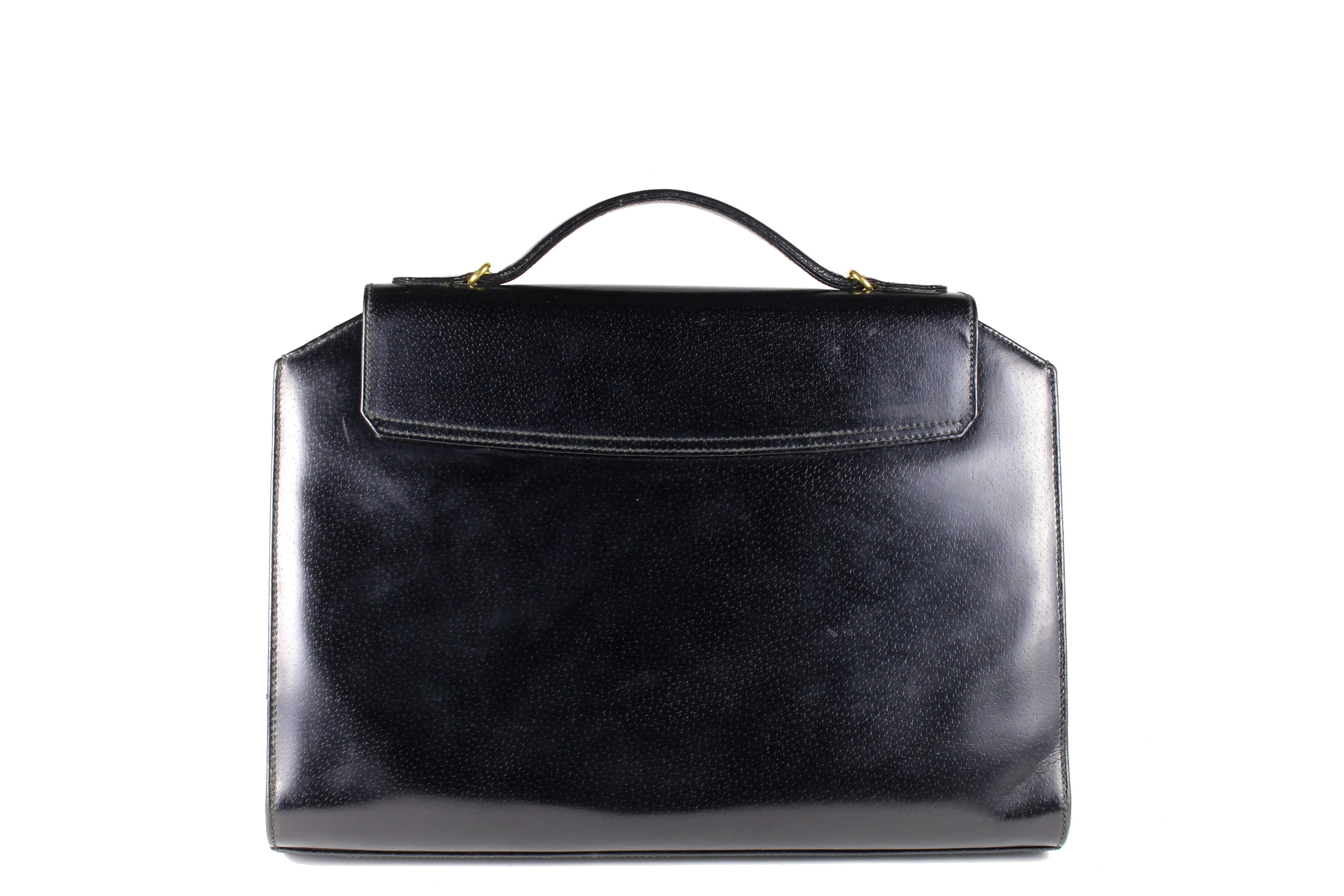 GUCCI black leather briefcase bag